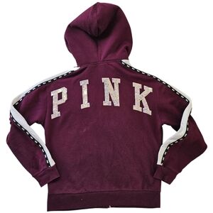 PINK Victoria's Secret Maroon Hoodie with White Accents
